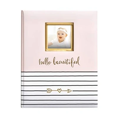 Image of Pearhead Hello Beautiful Baby Memory Book, Milestone Journal, New Mum Gift, Newborn Baby, Thoughtful Keepsake for Christening or Baptism, Pink