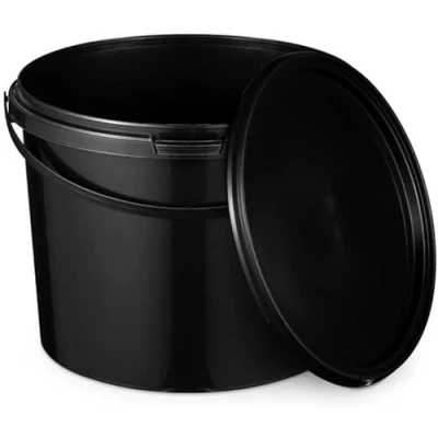 Image of BenBow Bucket With Lid Food Safe Stable Airtight Plastic Handle Empty 5 Pieces(3 liters) (Black)