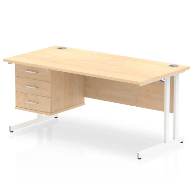 Image of Impulse 1600 Rectangle White Cant Leg Desk Maple 1 x 3 MI002445