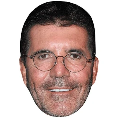 Image of Simon Cowell (Glasses) Celebrity Mask, Flat Card Face, Fancy Dress Mask