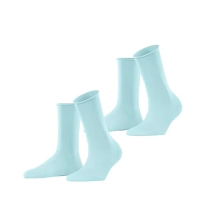 Image of ESPRIT Women&#039;s Basic Pure 2 Pack W SO Cotton Plain Pairs Socks, Blue (Barely 6588), 2.5 5