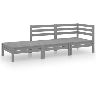 Image of vidaXL Garden Lounge Set, Grey Solid Pinewood Outdoor Furniture for Patio, Garden, and Balcony with Modular Configuration