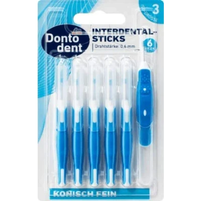 Image of Dontodent ISO 3 Interdental Brushes Blue 0.6 mm Pack of 6