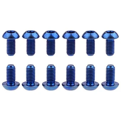 Image of 12Pcs Ti Titanium Bolts torx M5x10 Bicycle Bike Disc Brake Cycle Rotor Screws Gr5 (Blue)
