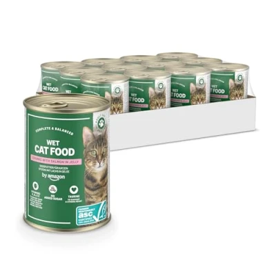 Image of by Amazon Wet Cat Food Can ASC Salmon Chunks in Jelly 12 pack
