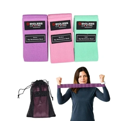 Image of Endless EL1044 Resistance Loop Bands Set of 3 Pcs With Light, Medium and Heavy Level Multi Colour Material : Cotton for Squats, Stretching, Hip &amp; Glute Workouts Men Women