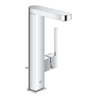 Image of GROHE Plus Single Lever Basin Mixer, L Size, Swivel Spout, Pop Up Waste Set. Water Saving Tap in Chrome Finish. 23851003