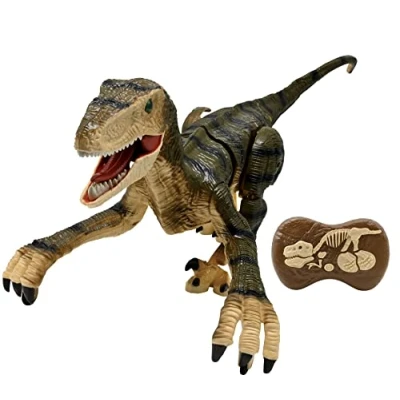 Image of LEXIBOOK, RC Raptor Control, Realistic remote controlled dinosaur, Articulated movements, Roars, Light effects, Rechargeable, Fossil control included, DINO01