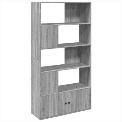Image of vidaXL Grey Sonoma Engineered Wood Bookcase 100x36x189 cm Versatile Bookshelf/Storage Cabinet for Living Room, Study, or Bedroom