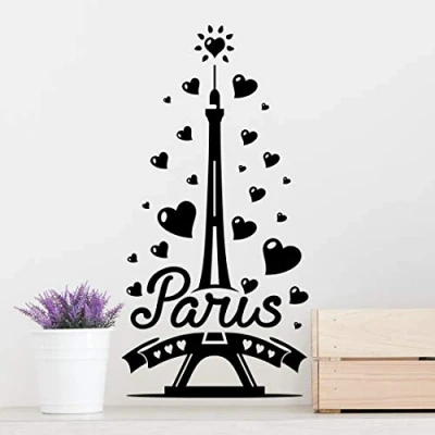 Image of Paris Eiffel Tower Room Decor Wall Art Sticker Bedroom Decal Kitchen Kid Living Decoration Picture Window Wallpaper Mural Door Flower Home Removable Butterfly Nursery Vinyl self Adhesive Decorative