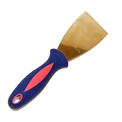 Image of Brass Putty Knife,Putty Scraper Drywall with Rubber Handle Paint Scraper,Paint Remover for Wood,Wallpaper Scraper, Painting Tool,60mm