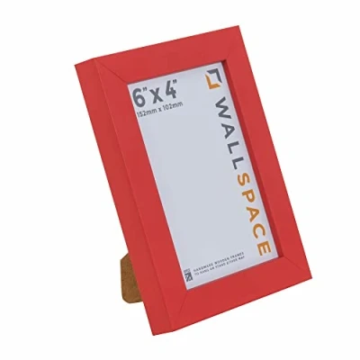 Image of Wall Space 6x4 Red Frame Modern Photo 6 x 4 inches Wooden 4x6 Frames made from SOLID WOOD with REAL GLASS