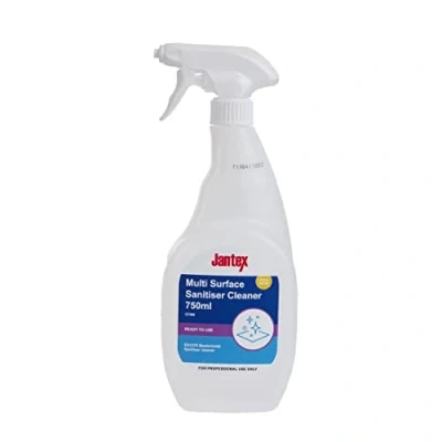 Image of Jantex Professional Kitchen Multi Surface Cleaner and Sanitiser Spray Odourless Ready To Use 750ml Antibacterial BS EN 1276 CF968