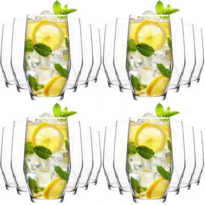 Image of Homiu Highball Drinking Tumbler Glasses Set of 24 495ML Crystal Clear Tall High Ball Water Gin Cocktail Juice Glassware Napoli Collection Dishwasher Safe