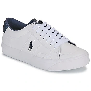 Image of Polo Ralph Lauren Ryley Unisex Trainers for kids, Size: 3.5, White/navy smooth Pu