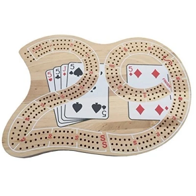 Image of LARGE WOODEN CRIBBAGE BOARD 3 TRACKS INCLUDING PEGS