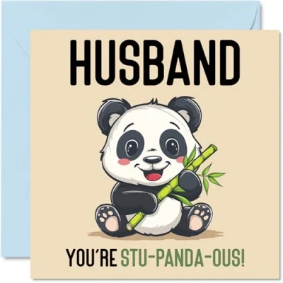 Image of Birthday Cards for Husband Stu Panda ous Funny Happy Card from Wife, Hubby Gifts, 145mm x Joke Greeting Men Him
