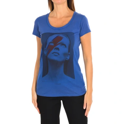 Image of Eleven Paris Womenss short sleeve round neck t shirt 13S2LT038 Blue Cotton Size Small