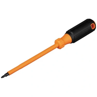Image of Klein Tools 6886INS Insulated Screwdriver, 1000V #1 Square Tip Screwdriver with 6 Inch Shank, Ident, Cushion Grip Handle