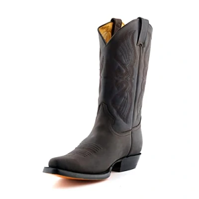 Image of Grinders Louisiana Dark Brown Mens Cowboy Boots Size UK 7