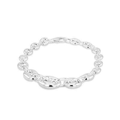Image of Tuscany Silver Women&#039;s Sterling 6.4mm 12mm Graduated Rambo Chain Bracelet 19cm/7.5&#039;
