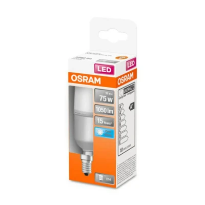 Image of OSRAM STAR STICK LED Bulb, Base: E14, Cool White, 4000K, 9 10W, Equivalent to 75W, STICK, Matte, One Size packaging may differ