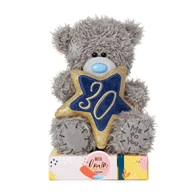 Image of Me to You Bear AP701116 Tatty Teddy 30th Birthday Holding a 30 Star Official Collection, ONE Size, Pink, Black, Gold