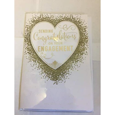 Image of Sending Congratulations On Your Engagement Card White/Gold Heart/Words 3D/Glitter/Foil Detail(PRELUDE45561)