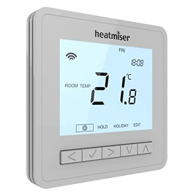 Image of Heatmiser NeoAir V3 Smart Wireless Programmable Room Thermostat for Use with RF Switch UH8 NeoHub (Platinum Silver)