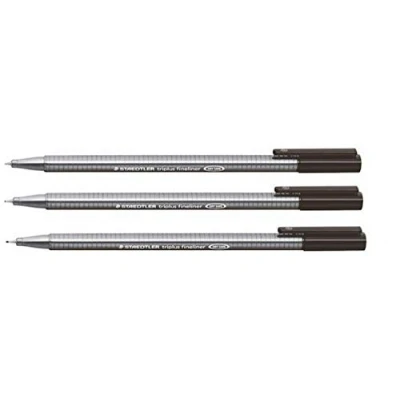 Image of Staedtler Black 0.3mm Triplus Fineliner Fine Line Pens Superfine Dry Safe &amp; Washes Out of Most Textiles (Pack 3)