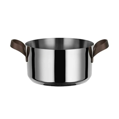 Image of Alessi Pu101/20 Edo Design Casserole with Two, Handles in 18/10 Pvd Coating, Brown, Stainless Steel