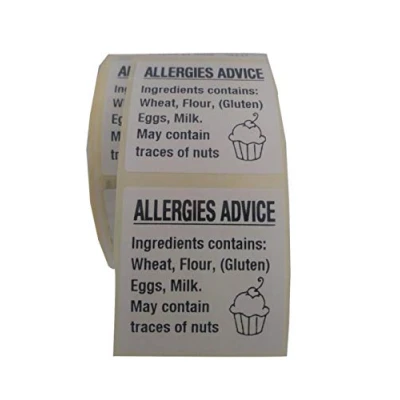 Image of Cupcake Labels, allergen Stickers, Food Allergies Labels 500 on a roll