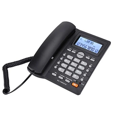 Image of Heayzoki Corded Landline Phone, Dual port Extension Set Telephone With Caller ID Display Speakerphone, Home Office Supports Call Number Digital/Call Time Record(Black)
