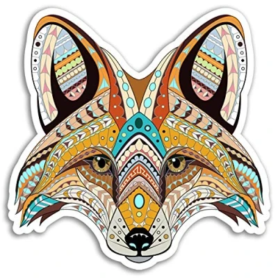 Image of 2 x 10cm Tribal Fox Vinyl Stickers Wild Animal Tattoo Sticker Laptop #17666 (10cm Wide)