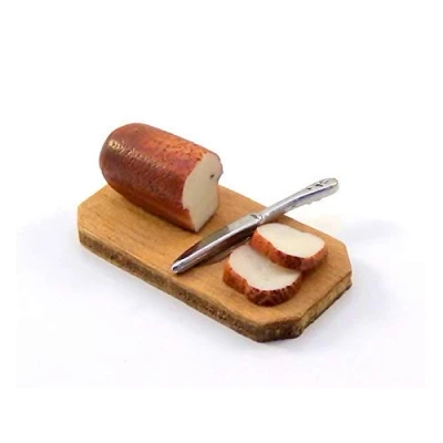 Image of Melody Jane Dolls House Slicing Tin Loaf on Bread Board Miniature 1:12 Kitchen Accessory