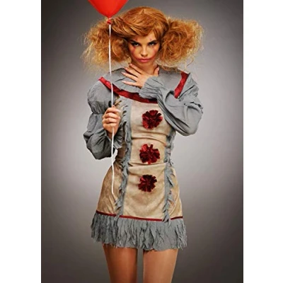 Image of Magic Box Ladies New Halloween Grey Clown Costume (Small (UK 8 10))