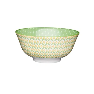 Image of KitchenCraft 16cm Ceramic Bowl Green Geometric