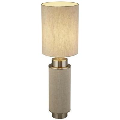 Image of Flask 1 Light Table Lamp, Natural Hessian, Satin Nickel And Shade