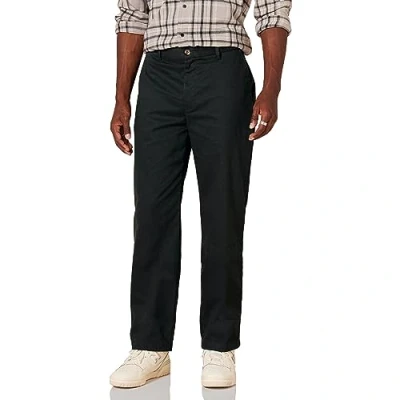 Image of Amazon Essentials Men&#039;s Classic Fit Wrinkle Resistant Flat Front Chino Trouser (Available in Big &amp; Tall), Black, 34W / 31L
