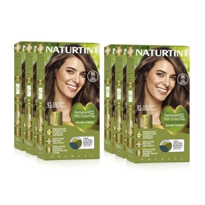Image of NATURTINT (SIX PACK) Permanent Hair Colour 5G Light Golden Chestnut Ammonia Free Vegan 100% Grey Coverage Long Lasting Results