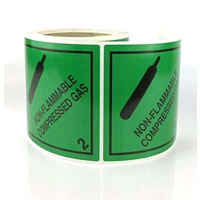 Image of Class 2.2 Labels Stickers 100mm Non Flammable Compressed Gas Hazard Warning Diamonds Roll of 250 self Adhesive