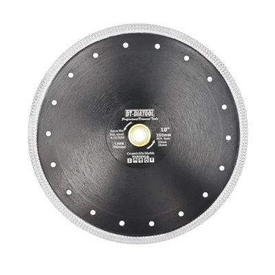 Image of DT DIATOOL Diamond Saw Blade 10 Inch / 250mm Cutting Disc with X Mesh Turbo for Porcelain Tile Marble Ceramic Granite
