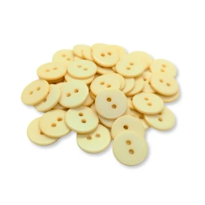 Image of (Pack of 100) 15mm Buttons 2 Hole Small Round Plastic Beige/Cream