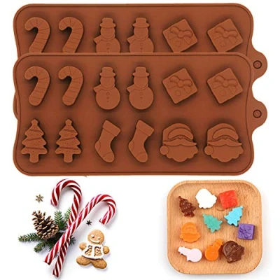 Image of FantasyDay 2 Pack Christmas Stocking Chocolate Mold Cookie Silicone Gummy Candy Molds, Perfect for Holiday Candy, Cake, Cookies, Fudge, Chocolate, Soap, Gummy, Ice Cube and More