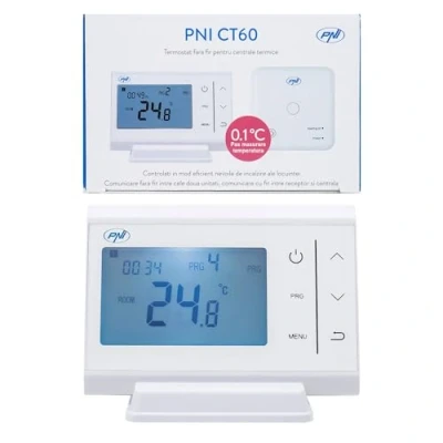 Image of PNI Wireless Thermostat CT60 for The Central Heating System, Hysteresis 0.1 Degrees, White, 120 X 25 85 mm