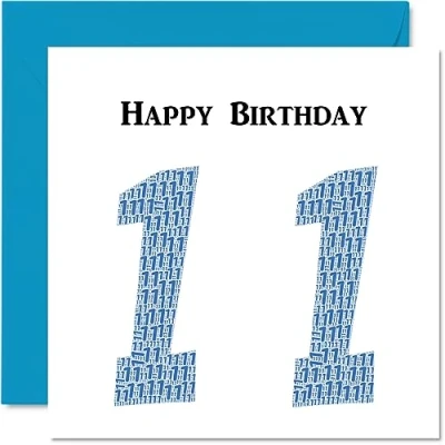 Image of Fun 11th Birthday Cards for Boys Shapecloud Happy Card Son Daughter Brother Sister Grandson Granddaughter Niece Nephew Cousin, 145mm x Greeting Cards,