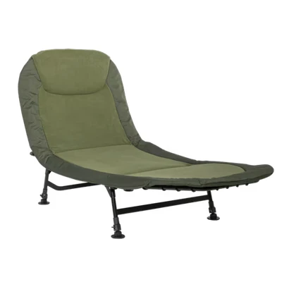 Image of Dellonda Adjustable Bedchair for Fishing and Camping with Fleece Covered Mattress &amp; Built In Pillow Headrest, 3 Legs 6 Levelling Feet DL77