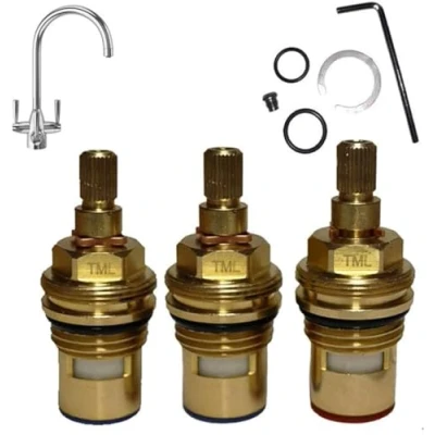 Image of Franke Filterflow Doric Complete Tap Repair Spares Kit Spout O Ring Seals &amp; Ceramic Cartridge Valves (set of 3)