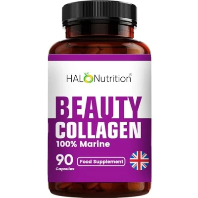 Image of 100% Pure Marine Collagen Capsules 90 (Not Powder/Collagen Tablets) 3 Months Supply Supplements for Women &amp; Men Type 1 Hydrolysed Peptides,by HALO Nutrition