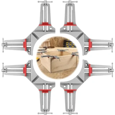 Image of 90 Degree Angle Tensioner Wooden Corner Clamp Right Mitre for Woodwork Picture Frame Easel